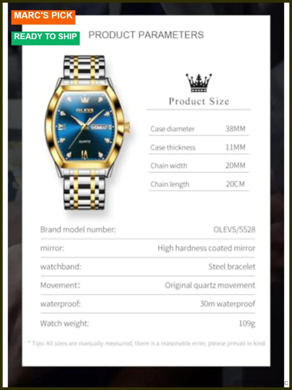 Men's Square Dress Watch Stainless Steel Quartz Luminous Date Business Casual